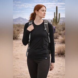 Patagonia Capilene Long Sleeve Base Layer Tee Black Women’s Small